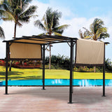 12 x 9 Ft Outdoor Pergola Patio Gazebo,Retractable Shade Canopy,Steel  Frame Grape Gazebo,Sunshelter Pergola for Gardens,Terraces,Backyard
