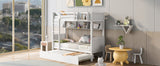 Twin-Over-Twin Bunk Bed with Twin size Trundle , Separable Bunk Bed with Bookshelf for Bedroom -White - Home Elegance USA