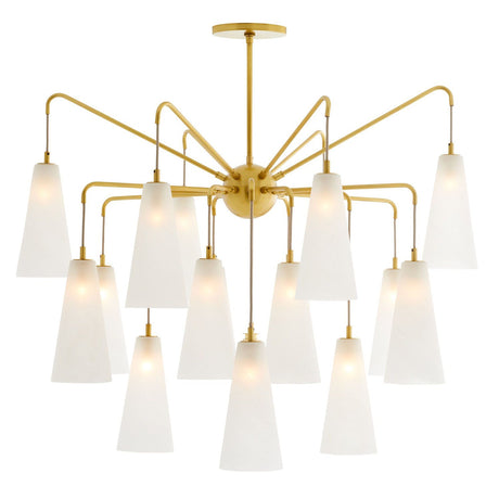 Arteriors Mika Chandelier - Antique Brass & Opal Swirl Glass