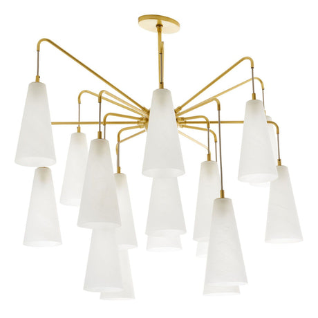Arteriors Mika Chandelier - Antique Brass & Opal Swirl Glass