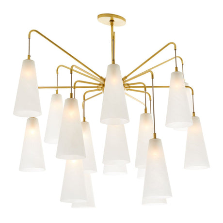 Arteriors Mika Chandelier - Antique Brass & Opal Swirl Glass