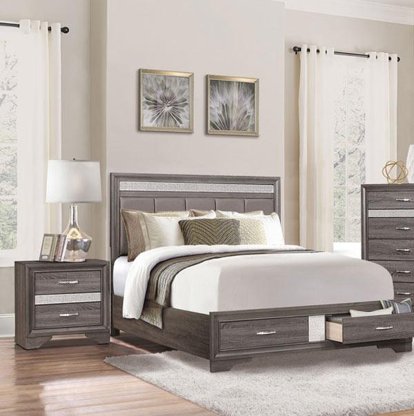 Homelegance - Luster 3 Piece Queen Platform Bedroom Set In Gray - 1505-1-3Set