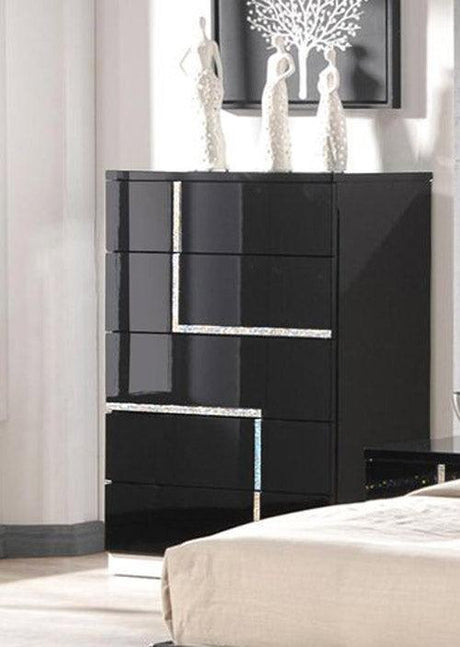 Lucca Black Lacquer 3 Piece Eastern King Platform Bedroom Set - 17685-K-3Set | J&M