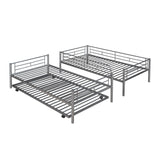 Twin-Over-Twin Metal Bunk Bed With Trundle,Can be Divided into two beds,No Box Spring needed ,White ( old sku: MF194806AAN ) - Home Elegance USA