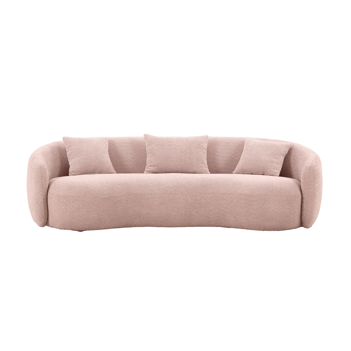 93.6'' Mid Century Modern Curved Living Room Sofa, 4 - Seat Boucle Fabric Couch for Bedroom, Office, Apartment,Pink - W87659036 - image - 7