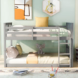 Full Over Full Bunk Bed with Ladder, Gray (Old SKU :LP000207AAE) - Home Elegance USA