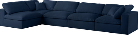 Serene - Cloud Modular Sectional 5 Piece - Navy - Fabric - Home Elegance USA