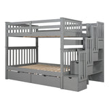 Full Over Full Bunk Bed with Shelves and 6 Storage Drawers, Gray(Old SKU：LP000046AAE) Home Elegance USA