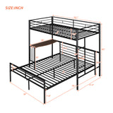 Twin Over Full Metal Bunk Bed with Desk, Ladder and Quality Slats for Bedroom, Metallic Black（OLD SKU :LP000092AAB） - Home Elegance USA