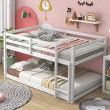 Twin over Twin Floor Bunk Bed, White(Old Sku:W50430320) - Home Elegance USA