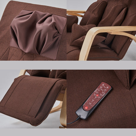 Full massage function-Air pressure-Comfortable Relax Rocking Chair, Lounge Chair Relax Chair with Cotton Fabric Cushion  Brown Home Elegance USA