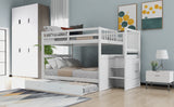 Full over Full Bunk Bed with Twin Size Trundle, White (old sku: LT000026AAK ) - Home Elegance USA