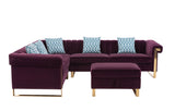 Maddie Purple Velvet 6-Seater Sectional Sofa with Storage Ottoman - Home Elegance USA