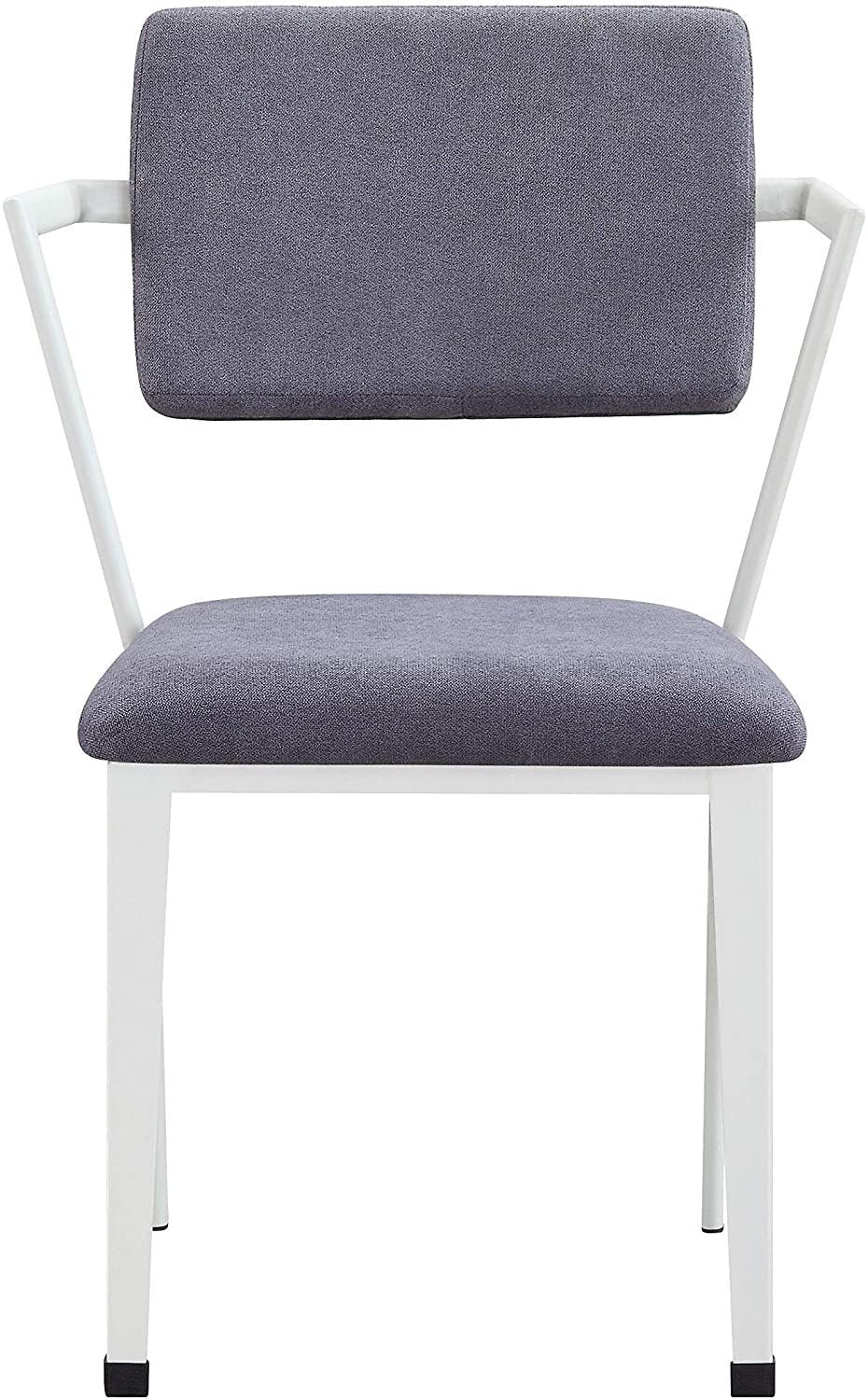 ACME Cargo Dining Chair (Set-2), Gray Fabric & White (2Pc/1Ctn) 77882 - Home Elegance USA