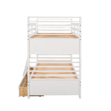 Twin over Twin Wood Bunk Bed with Two Drawers - White - Home Elegance USA