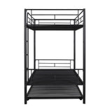 Twin-Over-Twin Metal Bunk Bed With Trundle,Can be Divided into two beds,No Box Spring needed ,Black ( old sku: MF194806AAB ) - Home Elegance USA