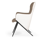 Modrest Coreen Modern White & Brown Bonded Leather Accent Chair - Home Elegance USA