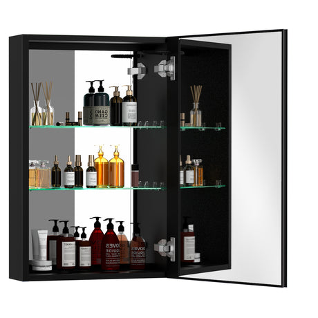 30x30 inch LED Bathroom Medicine Cabinet with Mirror Defogging, Dimmer Black - W995S00001 - image - 8