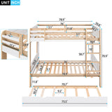 Full over Full Bunk Bed with Storage Shelves, Twin Size Trundle and Ladder, White - Home Elegance USA