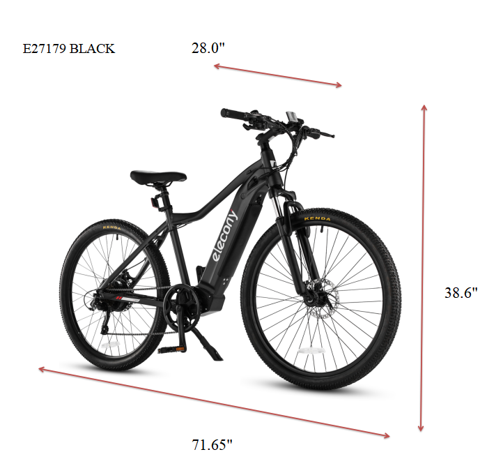E27179 Elecony Electric 27.5" Adults Bike, Removable Hidden 36V 10Ah Lithium Battery 350W Brushless Motor City Ebike, 20MPH Assist, Disc Brake, 7 Speed System