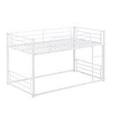 Twin Size Metal Bunk Bed with Ladders and Slide, Divided into Platform and Loft Bed, White - Home Elegance USA