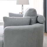 [Video] Welike Swivel Accent Barrel Modern Grey Sofa Lounge Club Big Round Chair with Storage Ottoman Linen Fabric for Living Room Hotel with Pillows .2PCS Home Elegance USA