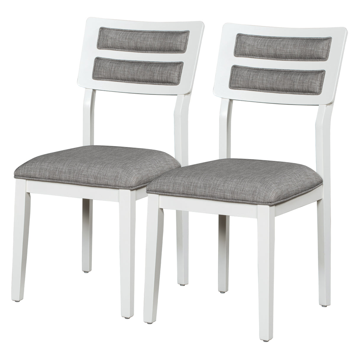 TREXM Classic and Traditional Style 6 - Piece Dining Set, Includes Dining Table, 4 Upholstered Chairs & Bench (White+Gray) - Home Elegance USA