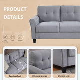 Modern Living Room Sofa Set Linen Upholstered Couch Furniture for Home or Office ,Light Grey-Blue,(1+3-Seat,Old Sku:SG000371AAA) Home Elegance USA