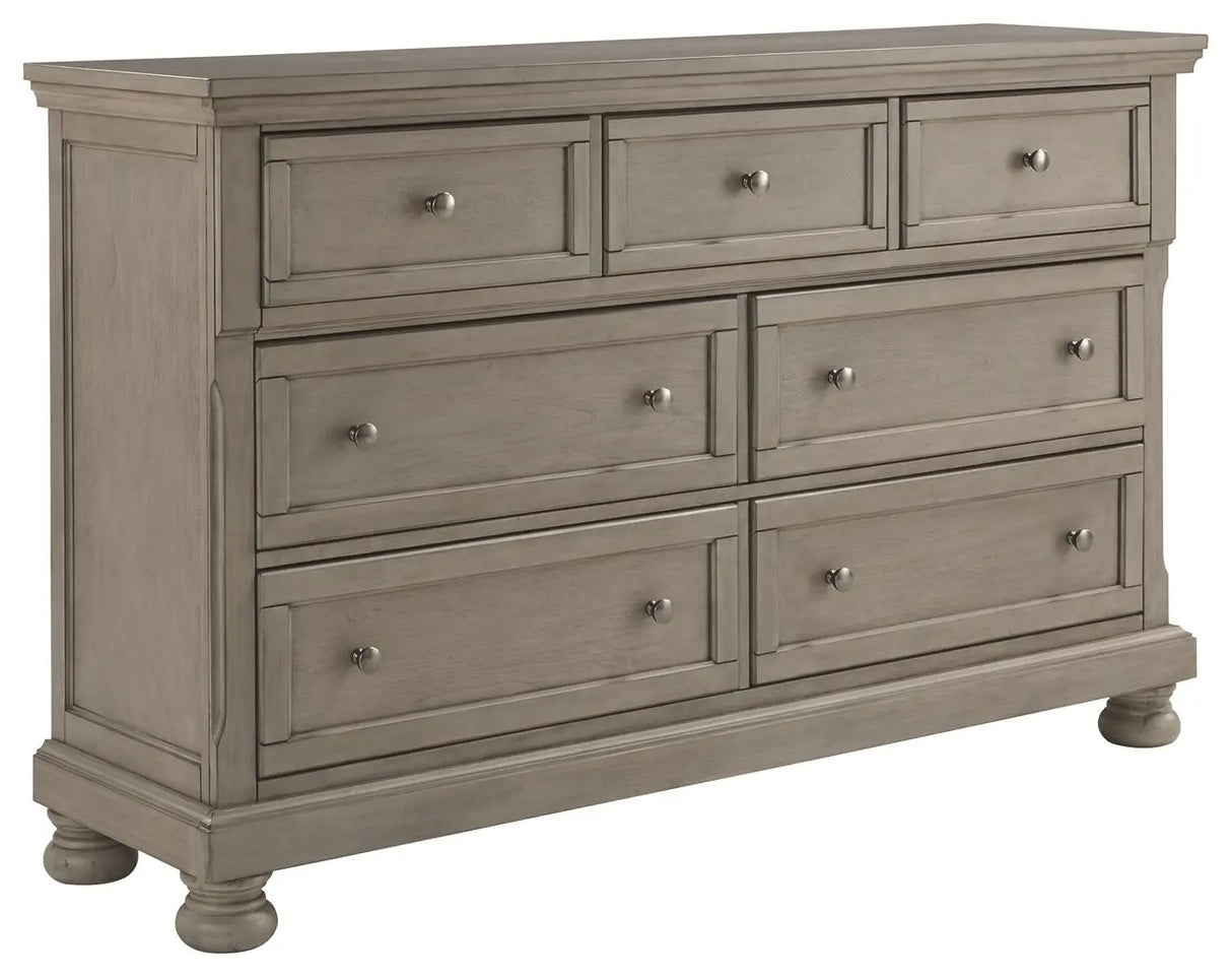 Lettner - Light Gray - Queen Panel Storage Bed - 7 Pc. - Dresser, Mirror, Queen Bed, 2 Nightstands - Home Elegance USA