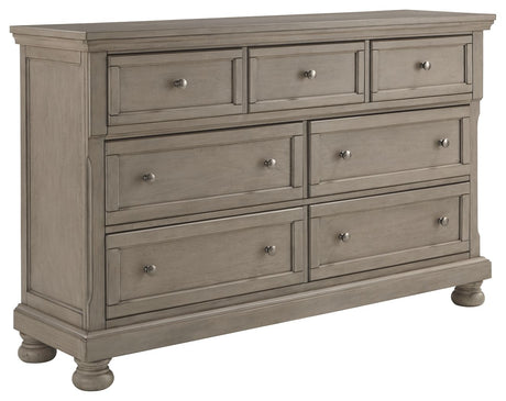 Lettner - Light Gray - Queen Panel Storage Bed - 6 Pc. - Dresser, Mirror, Chest, Queen Bed | Ashley
