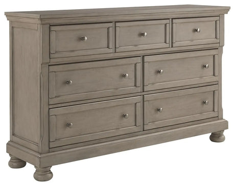 Lettner - Light Gray - Queen Sleigh Bed - 6 Pc. - Dresser, Mirror, Chest, Queen Bed | Ashley