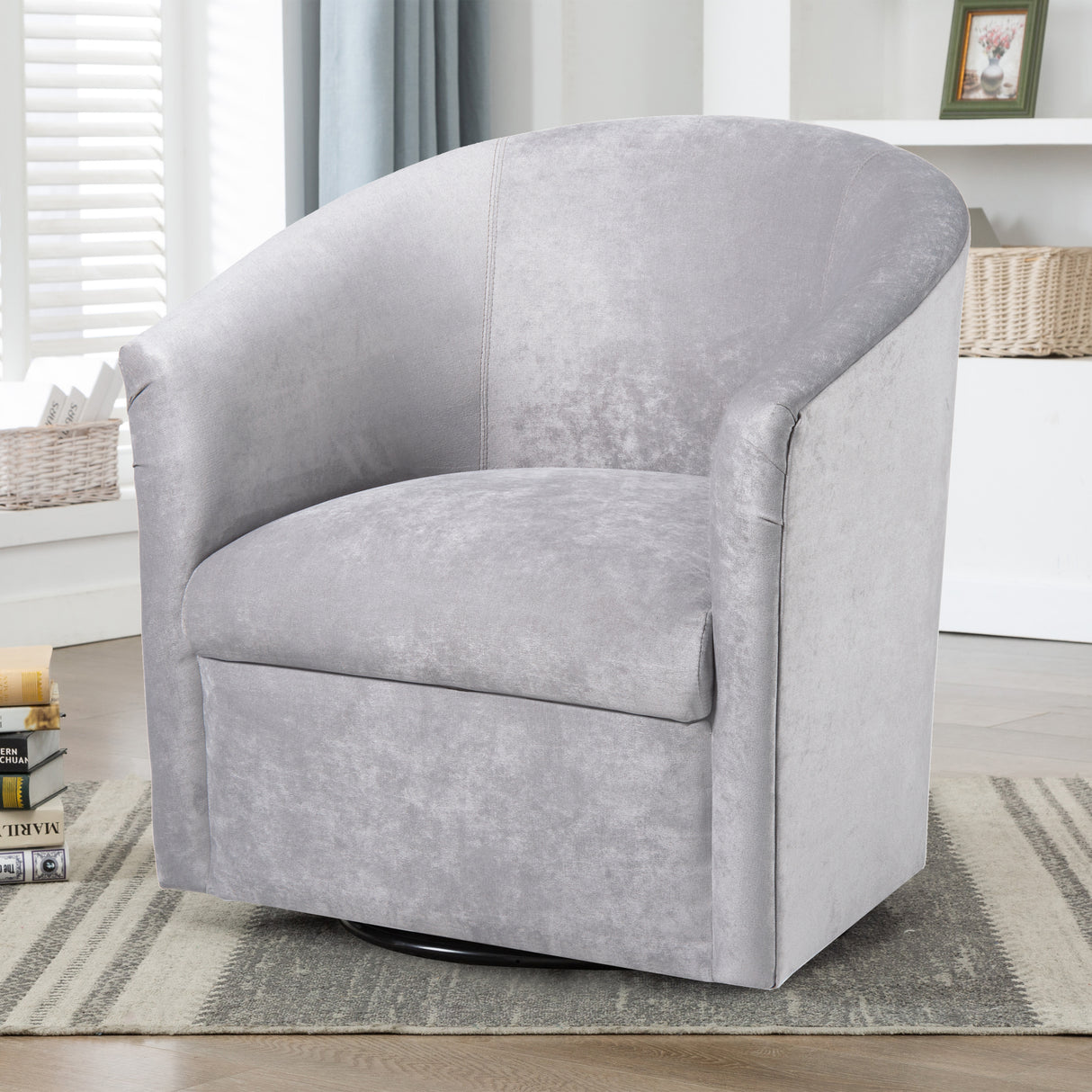 Eden Silver Swivel Chair - Home Elegance USA