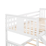 Twin Over Twin Bunk Bed with Slide and Ladder, White (Old SKU：LP000108AAK) - Home Elegance USA