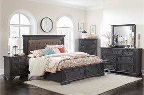 Bolingbrook 6 Piece Eastern King Platform With Storage Bedroom Set In Wire-Brushed Charcoal 1647K-1Ek-6Set | Homelegance