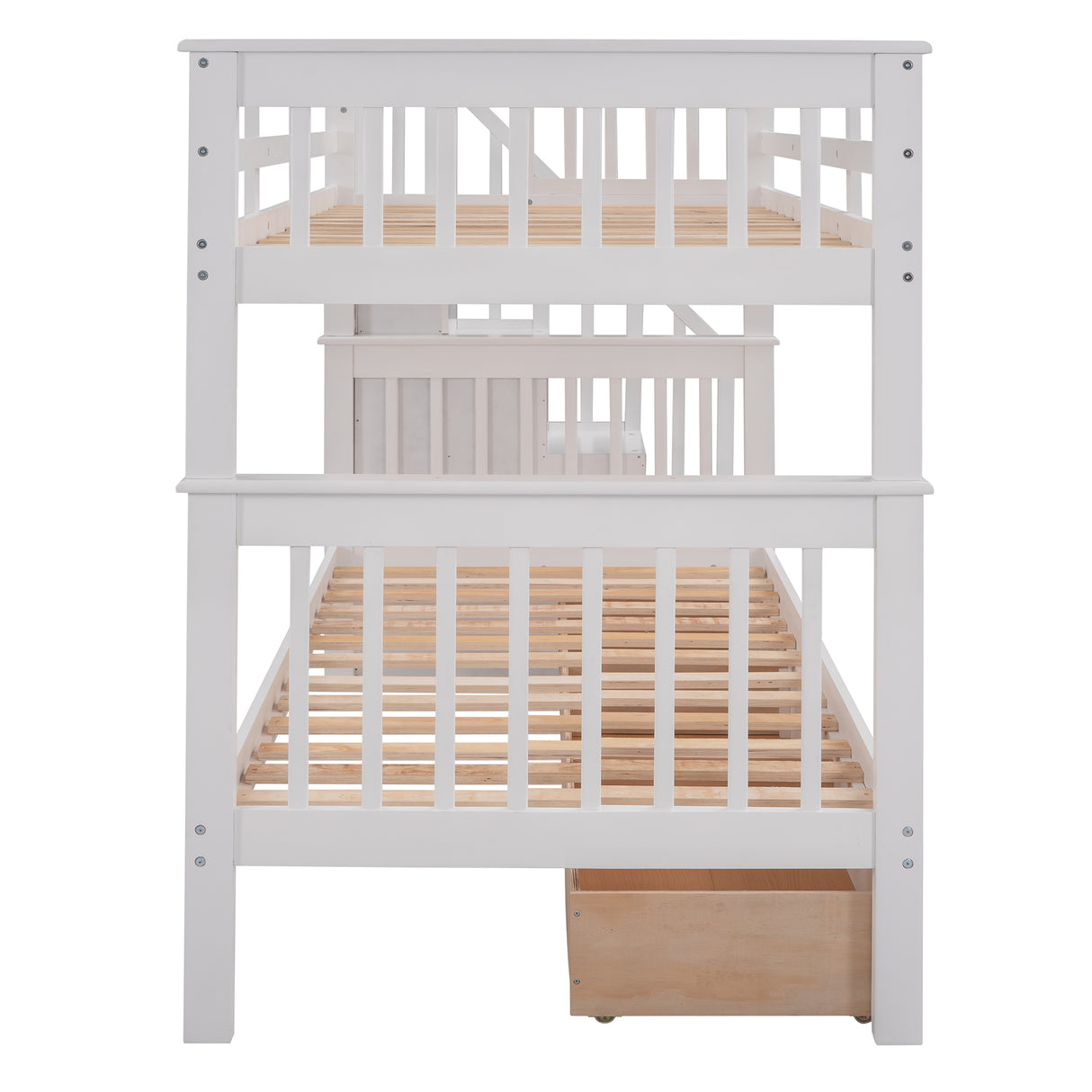 Stairway Twin-Over-Twin Bunk Bed with Three Drawers for Bedroom, Dorm - White(Old sku: LP000309AAK) - Home Elegance USA