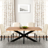 79 Inch Rectangular Live Edge Top Mango Wood Dining Table, Crossed Legs, Brown, Black - Home Elegance USA