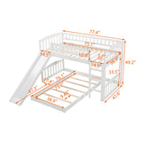 Twin Over Twin Bunk Bed with Slide and Ladder, White(OLD SKU :LP000514AAK) - Home Elegance USA