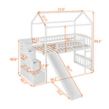 Twin Loft Bed with Two Drawers and Slide, House Bed with Slide, White (Old SKU: LP000130AAK) - Home Elegance USA