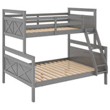 Twin over Full Bunk Bed with ladder, Safety Guardrail, Perfect for Bedroom, Gray - Home Elegance USA