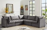 Jacob - Modular Sectional 5 Piece - Grey - Fabric - Home Elegance USA