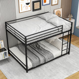 Metal Bunk Bed Full Over Full, Bunk Bed Frame with Safety Guard Rails, Heavy Duty Space-Saving Design, Easy Assembly Black - Home Elegance USA