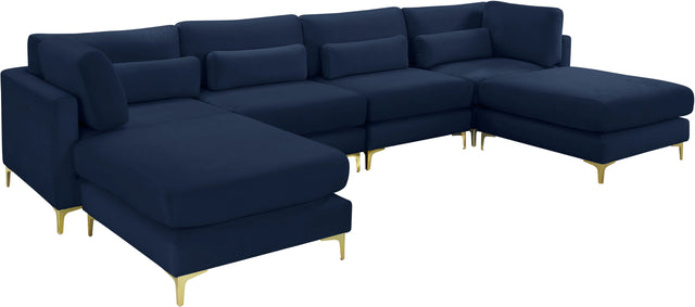 Julia - Modular Sectional 6 Piece - Fabric - Navy - Home Elegance USA