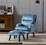 Soft Comfortable 1pc Accent Click Clack Chair with Ottoman Light Blue Fabric Upholstered Black Finish Legs Living Room Furniture - Home Elegance USA