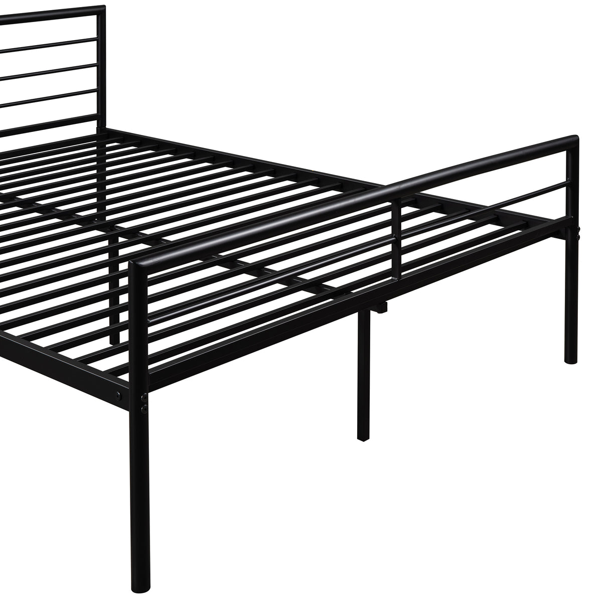 Twin Over Full Metal Bunk Bed with Desk, Ladder and Quality Slats for Bedroom, Metallic Black（OLD SKU :LP000092AAB） - Home Elegance USA