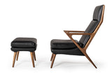 Modrest Fulton Modern Black Lounge Chair & Ottoman - Home Elegance USA