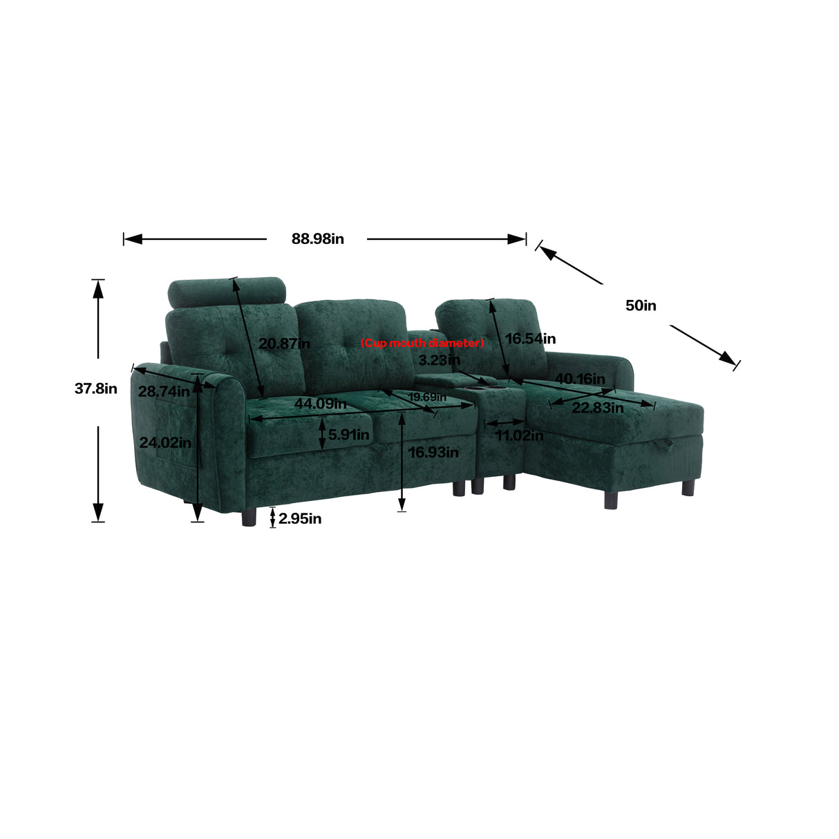 UNITED WE WIN storage sofa /Living room sofa cozy sectional  sofa - Home Elegance USA