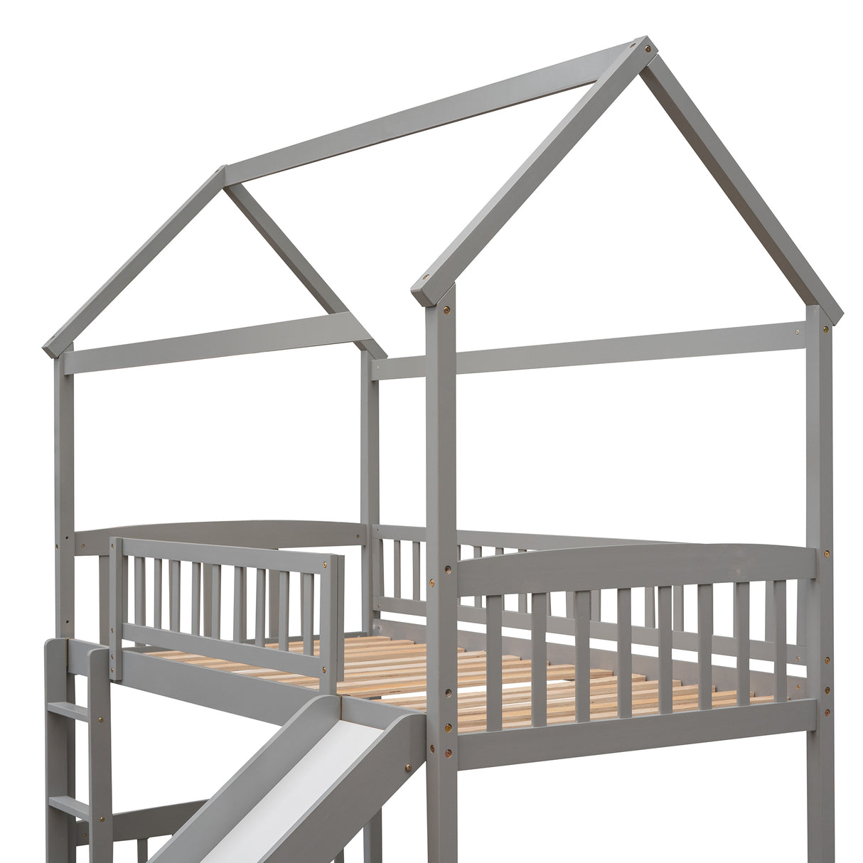 Twin Loft Bed with Slide, House Bed with Slide,White(OLD SKU :LT000212AAE) - Home Elegance USA