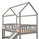 Twin Loft Bed with Slide, House Bed with Slide,White(OLD SKU :LT000212AAE) - Home Elegance USA