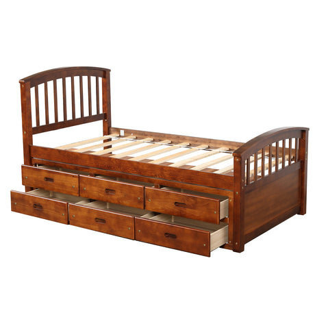 Orisfur. Twin Size Platform Storage Bed Solid Wood Bed with 6 Drawers - Home Elegance USA