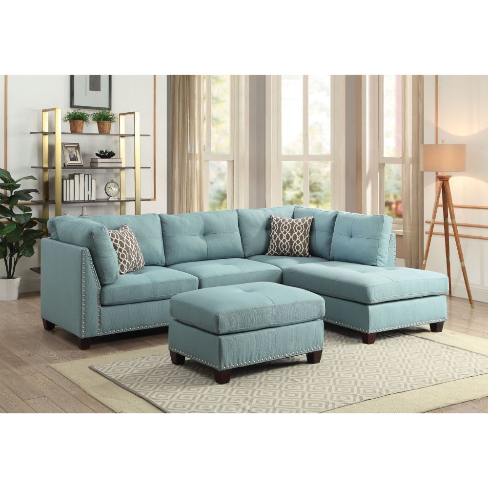 Laurissa - Sectional Sofa - Light Teal Linen - 35" - Home Elegance USA